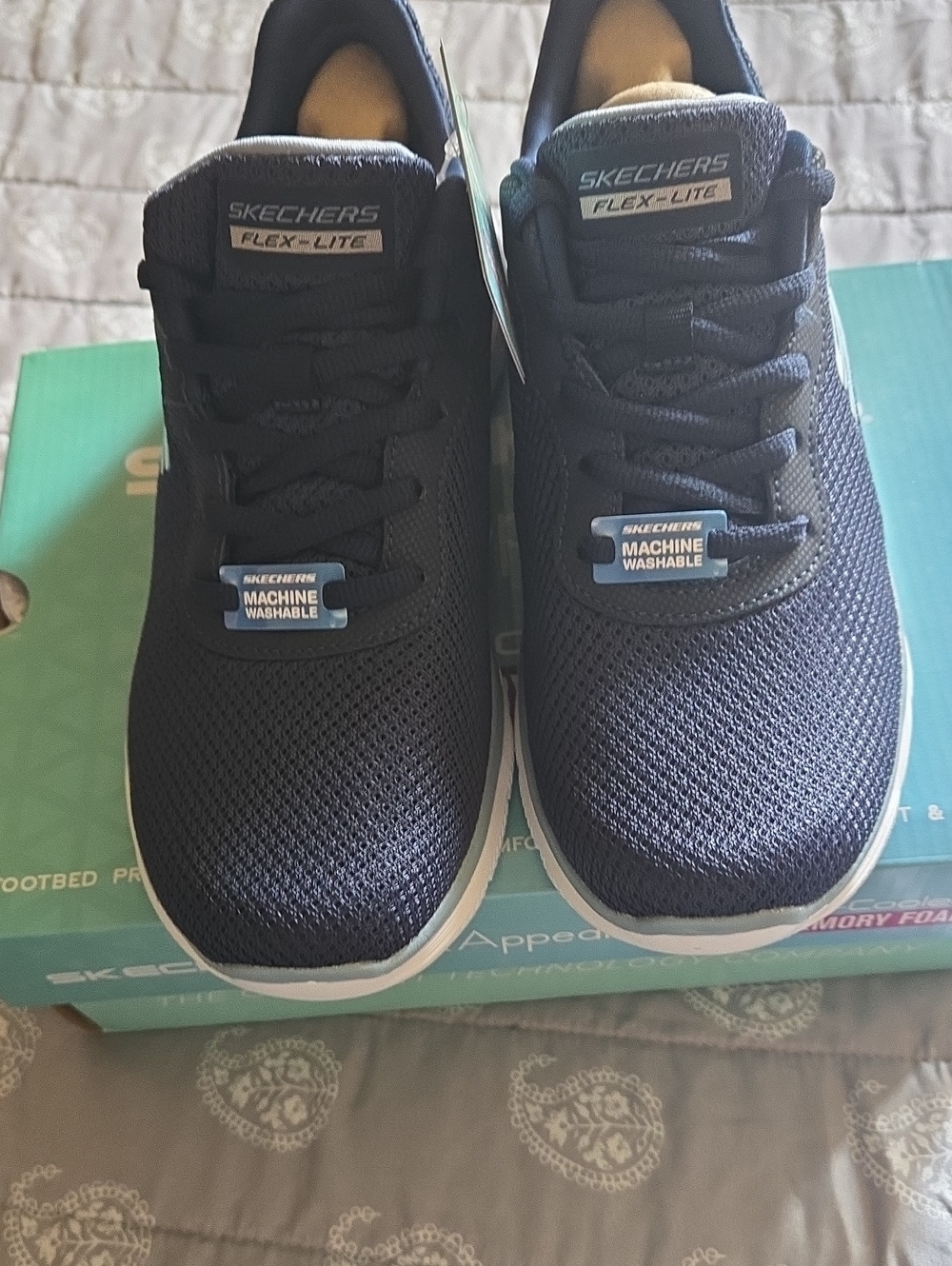 Skechers Kids Navy and White Flex-Lite Sneakers